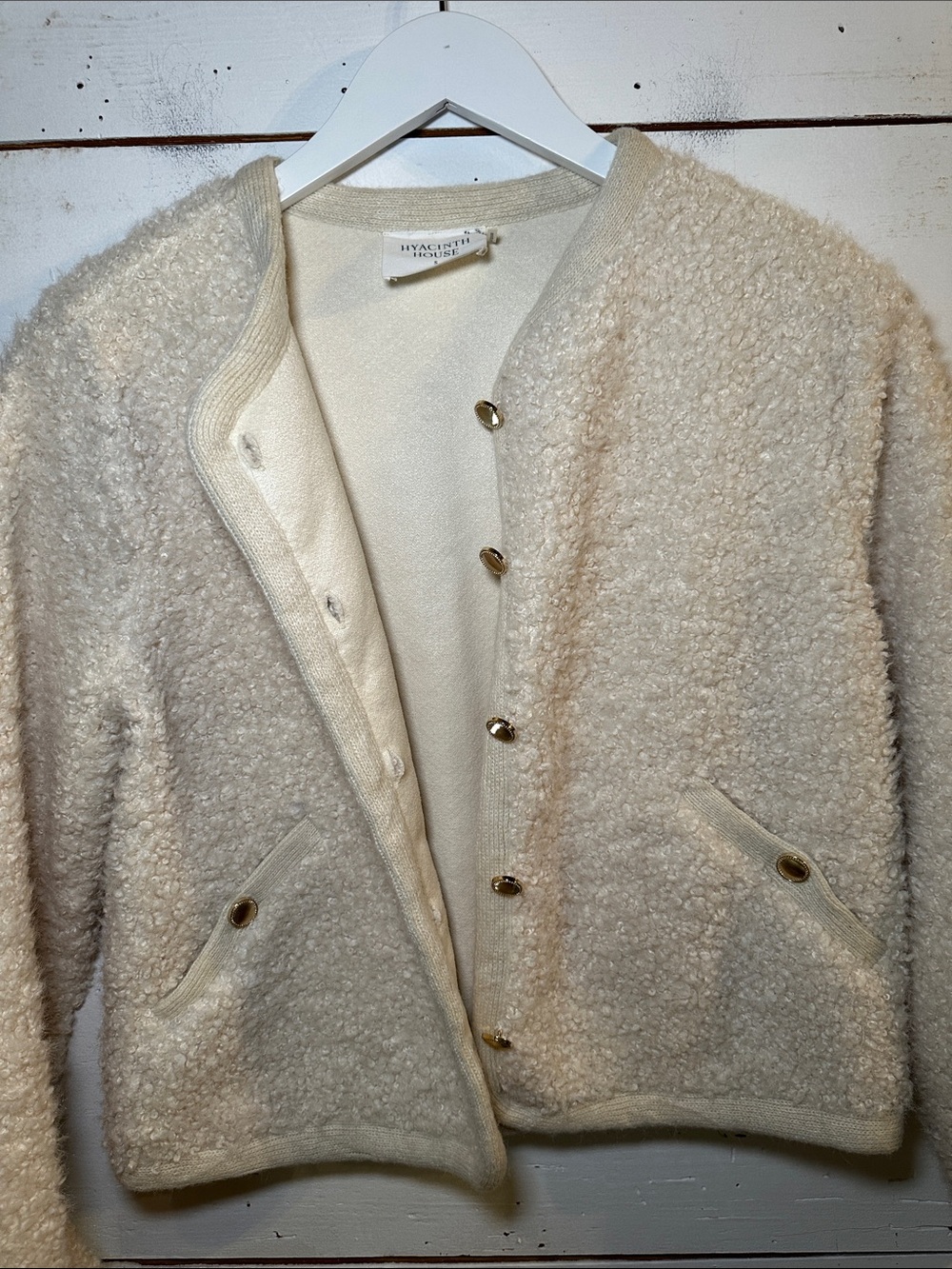 Tuckernuck Hyacinth House Cream Sherpa Cameron Jacket Gold Button - Picture 7 of 14